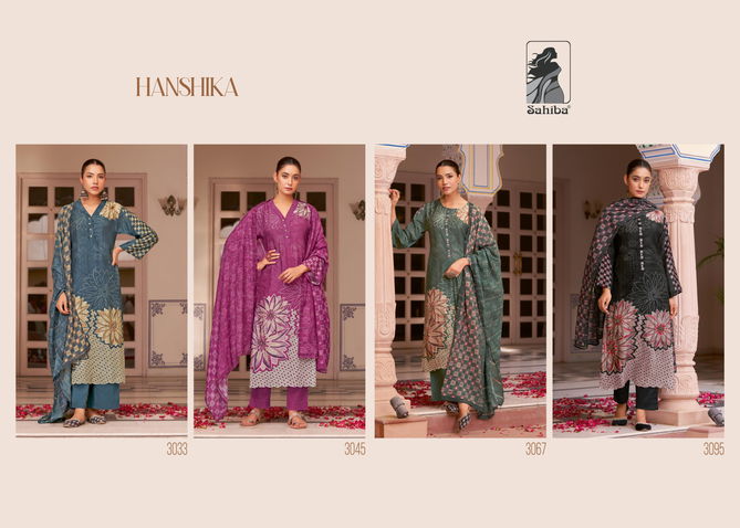 Hanshika By Sahiba Handwork Muslin Silk Printed Cotton Dress Material Orders In India